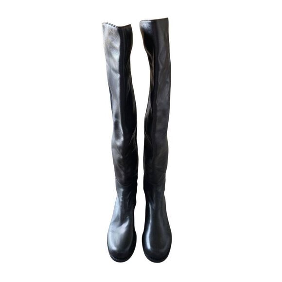 Stuart Weitzman Celia Over The Knee Boots Size 6.5 Black Nappa Leather - Picture 4 of 10